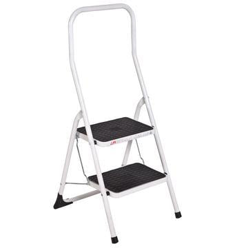 White 2 step with big handrail stool