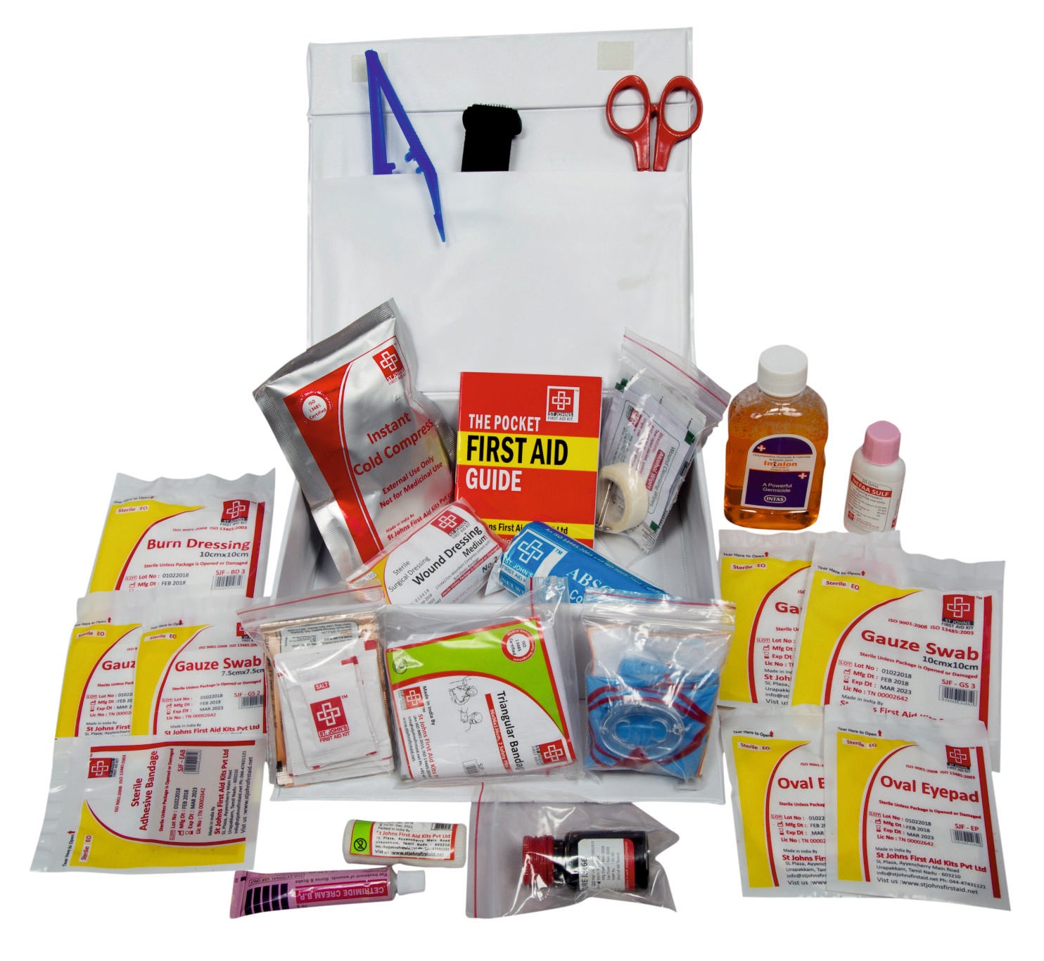 First Aid All purpose Kit Medium - Vinyl Cardboard Box - 54 Components