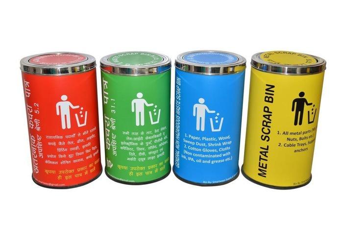 Stainless steel color coded bin steel with swing Lid or 2 Hole LId
