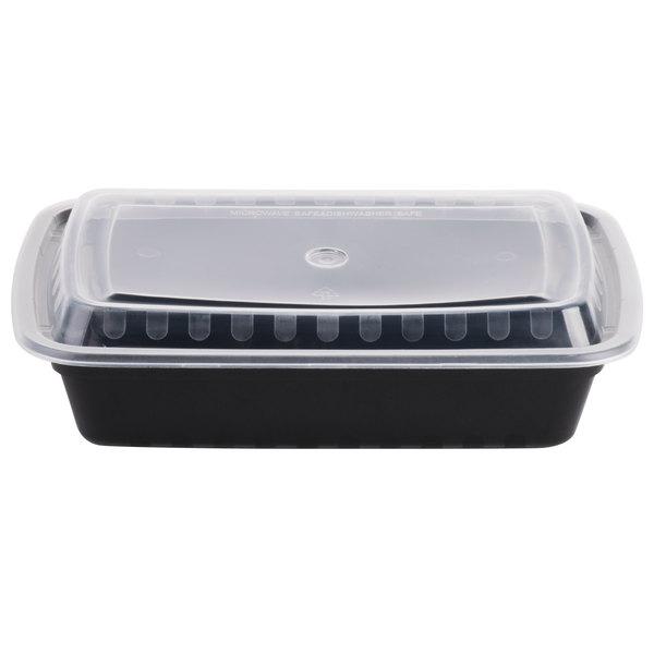 Black plastic container with lid (50pcs)