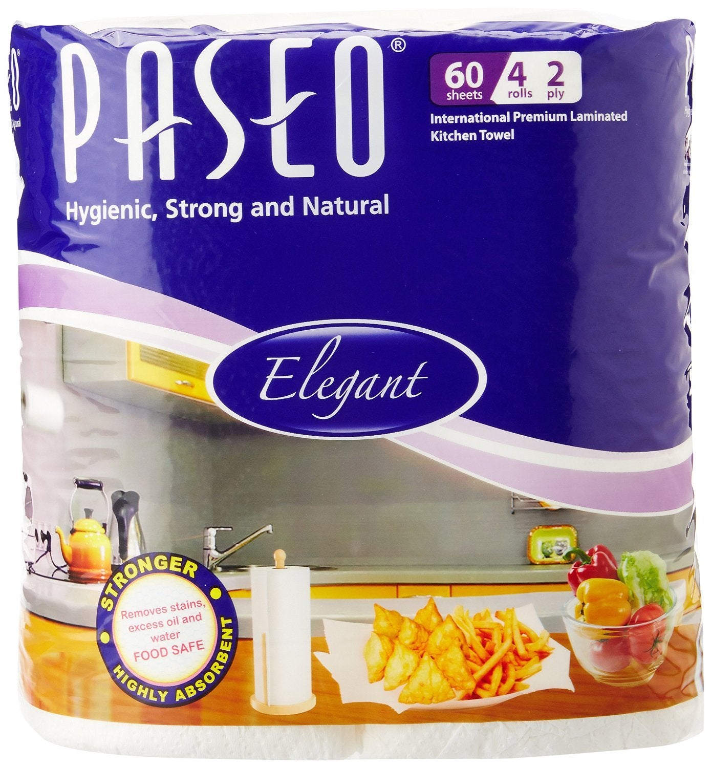 Paseo Tissues Plain Kitchen Towels - 4 Rolls (PACK OF 4)