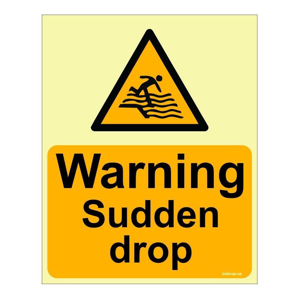 Warning Sudden Drop Water Aqua Safety Sign Board