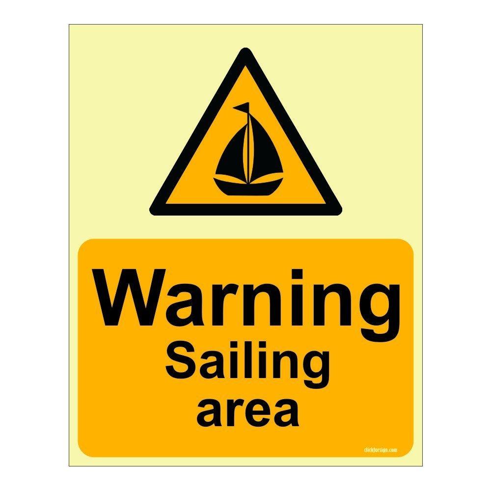 Warning Sailing Area Aqua Safety Sign Board (pack of 2)