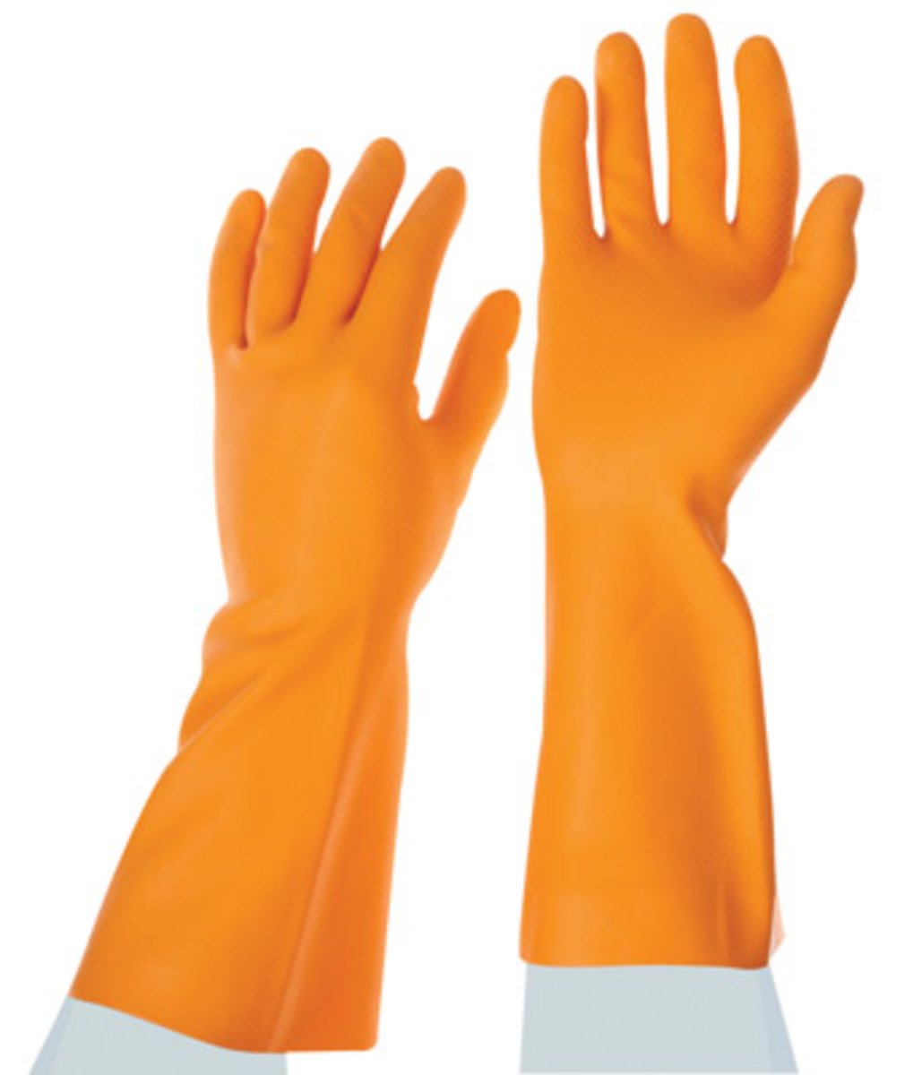 Orange Industrial Rubber Hand Gloves Heavy Duty
