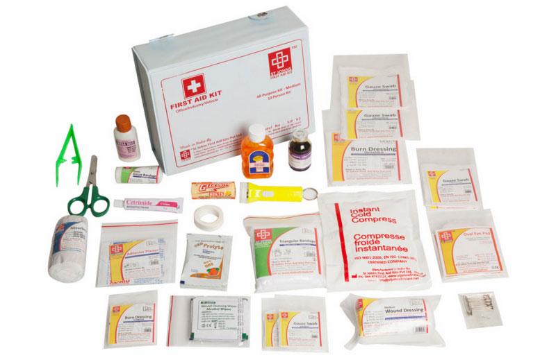 First Aid All purpose Kit Medium - Vinyl Cardboard Box - 54 Components