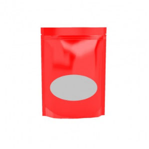 Shiny Red Stand Up Pouch With Oval Window 150gm