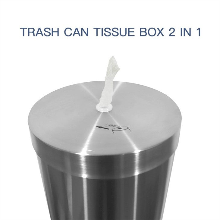 stainless Steel Ash Can Waste Basket Dustbin for Home Kitchen and Offices -20 Liter (8"x24")